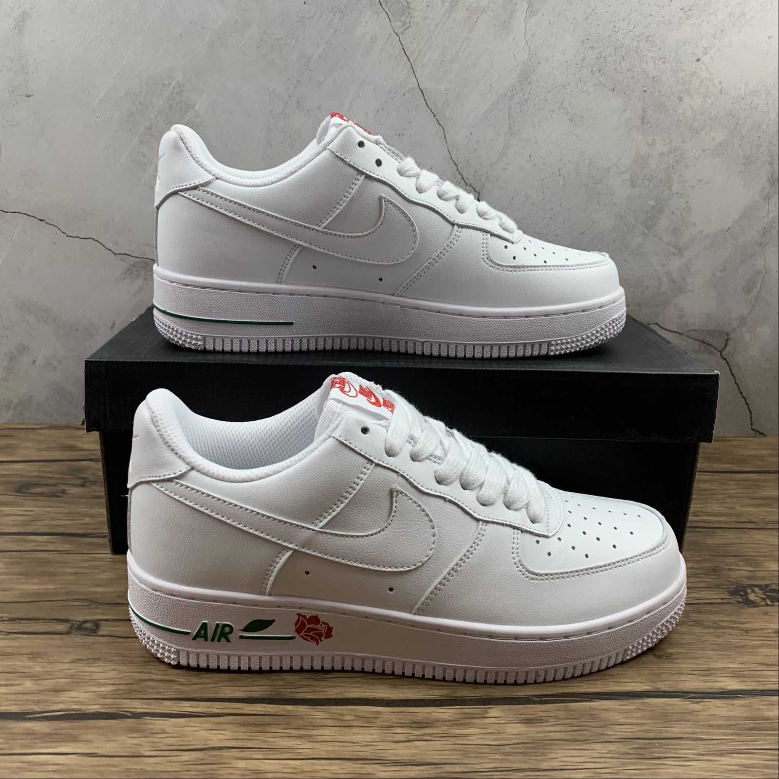 white air force with rose