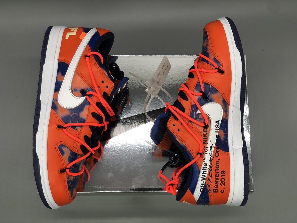 orange and blue off white dunks