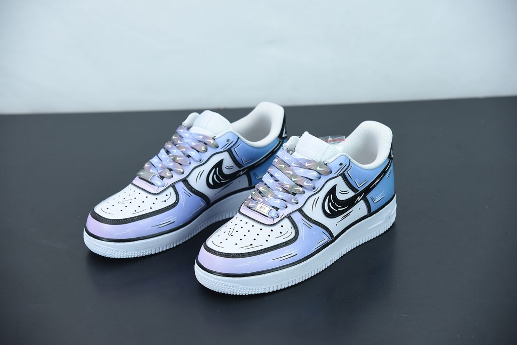 blue and white custom air force 1