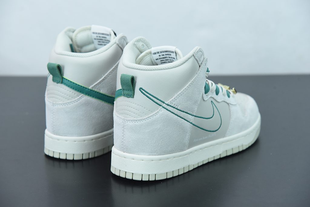 dunk high first use light bone green noise