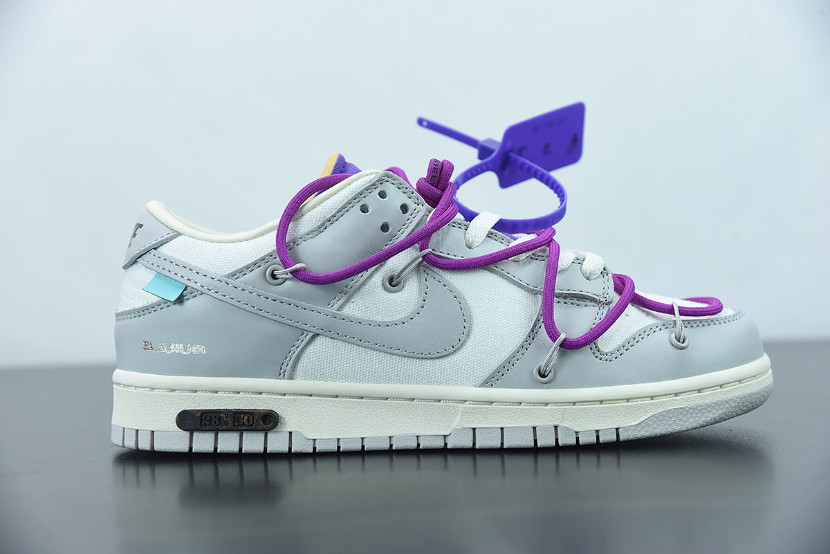 Off-White x chart Nike Dunk Low “Lot 28 of 50” Sail/Grey/Hyper Violet For  Sale