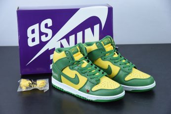 Supreme x Nike SB Dunk High By Any Means Brazil Yellow Green DN3741 700 For Sale 9 346x231