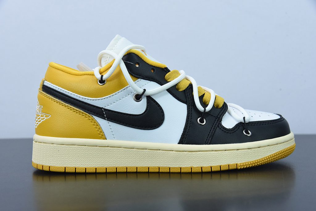 Custom Air Jordan 1 Low White Black Yellow For Sale – Fit Sporting Goods