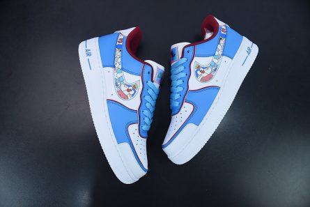 Custom Doraemon x Nike Air Force 1 Low White Blue For Sale 3 445x297
