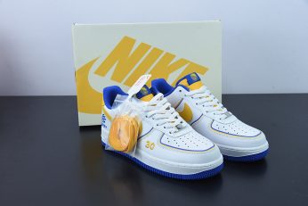 Custom Nike Air Force 1 Warriors White Yellow Blue For Sale 346x231