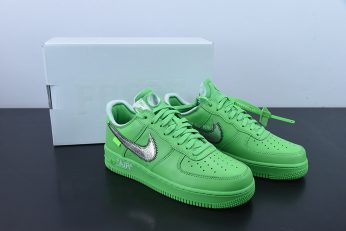 Off White x Nike Air Force 1 Low Light Green Spark Metallic Silver For Sale 346x231