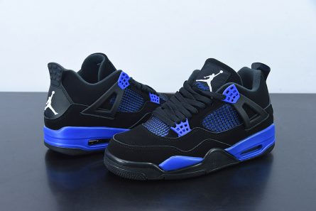 black and blue jordan 4s