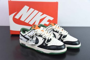 Nike Dunk Low Custom White Black Green Orange 346x231